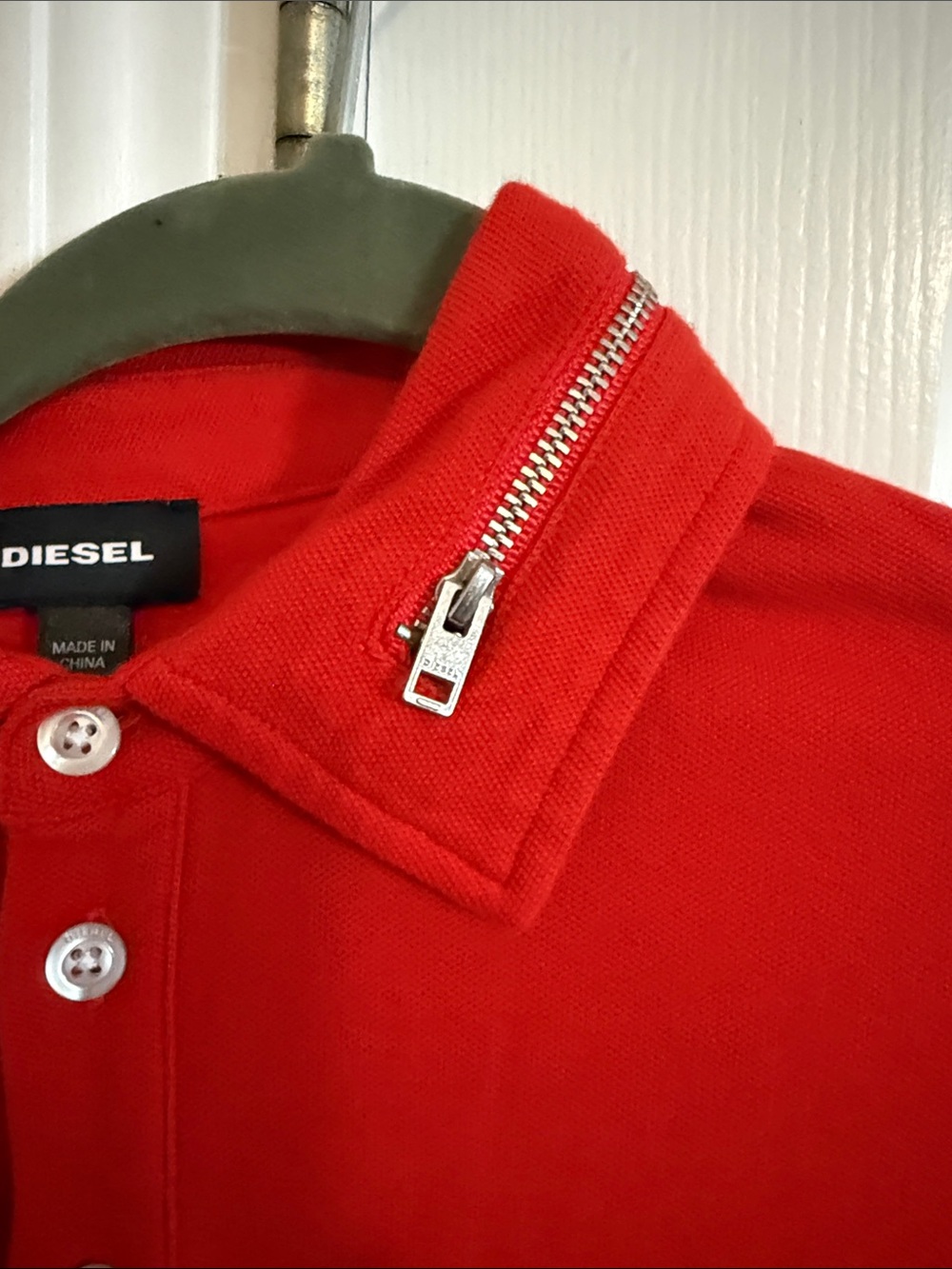 Diesel Red Polo with Zip-Trim Collar - Picture 2 of 8